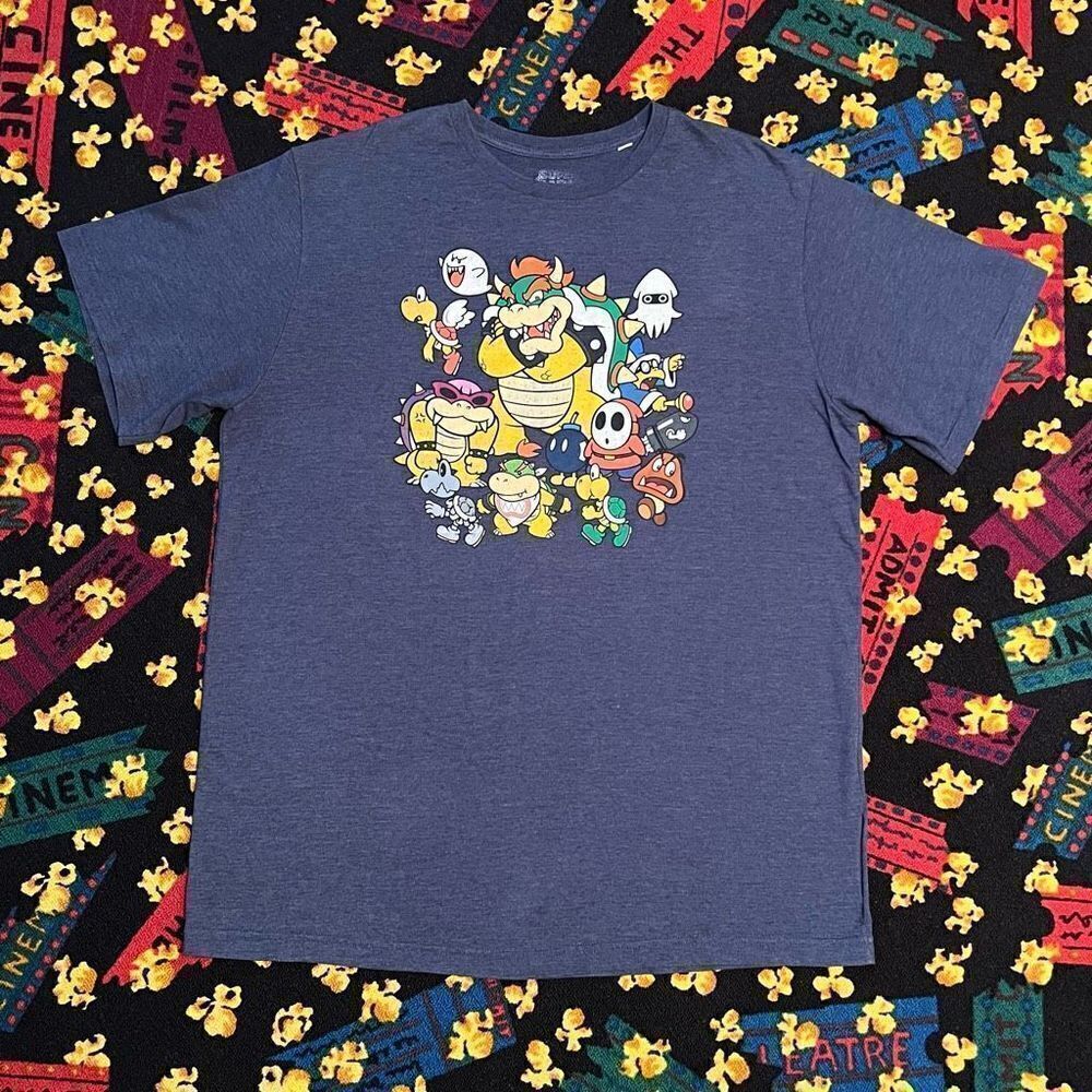 ‘17 Super Mario ‘Bowser & Team’ Dark Blue Graphic Tee Shirt / Size 2XL